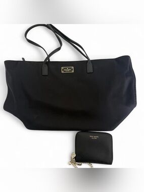 Kate Spade Blake Avenue Margareta Black Nylon Large Tote Bag and Wallet Preppy